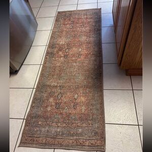 Vintage-Inspired Rust and Beige Runner Rug - Unbranded